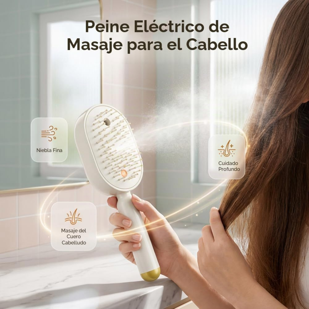 Peine masajeador en uso